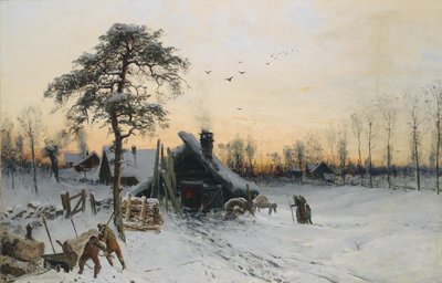 Winter Landscape in Evening Light by Ludvig Munthe